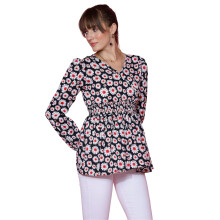 Sheetal Associates Dames Casual Puff Mouwen Bloemenprint Peplum Top
