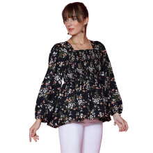 Sheetal Associates Dames Casual Peplum Top met Bisschops Mouwen en Polka Print