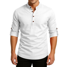 Royalscout Camisa Masculina de Algodão e Poliéster Branca de Manga Longa
