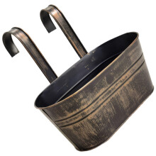 Hanging Flower Pot for Railings, Metal Railing Planter with Removable Double Hooks, Tool Installation