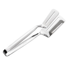 10 Inch Stainless Steel Kitchen Tongs, Heat‑Resistant BBQ Grill Tongs with Non‑Slip Grip for Steak and Cooking (Silver)