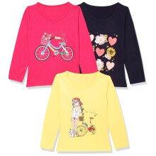T2F Meisjes Effen Regular Fit T-Shirt (Gls-Tsrt-Fs-09_Multicolor 1 3-4 Jaar)