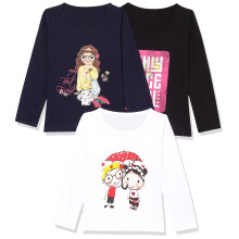T2F Meisjes Effen Regular Fit T-Shirt (Gls-Tsrt-Fs-11_Multicolor_5-6 Jaar)