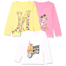 T2F Meisjes Effen Regular Fit T-Shirt (Gls-Tsrt-Fs-13_Multicolour 5-6 Jaar)