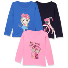 T2F Meisjes Effen Regular Fit T-Shirt (Gls-Tsrt-Fs-10_Multicolour 7-8 Jaar)