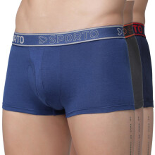 Sporto Macho Super Algodão Comprimido 2-Way Stretch Mini Trunk Pacote de 2 (Cor Pode Variar)