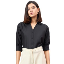 Style Quotient Dames Zwarte Effen Formele Blouse