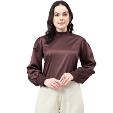 Style Quotient Dames Effen Teal Satijnen Regular Fit Semi-Formele Top