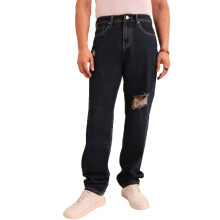 Style Quotient Heren Relaxed Fit Hoge Taille Katoenen Jeans Blauw