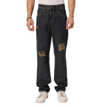 Style Quotient Mannen Blauwe Relaxed Fit Hoge Taille Katoenen Jeans