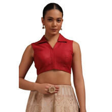 Blusa Almofadada em Linho Sólido Soch para Mulheres em Vinho