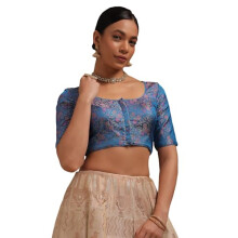 Blusa Padded Floral Tussar Soch Mulheres Azul Turquesa
