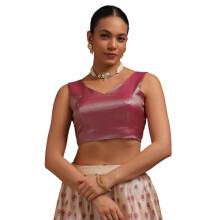 Blusa Almofadada Soch para Mulheres em Tussar Magenta com Estampa Chevron