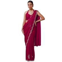 Soch Damkvin Fuchsia Fendy Organza Saree med Stenarbete