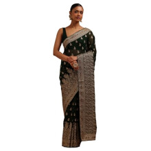 Soch Kvinnors Grön Georgette Broderad Saree Med Zari