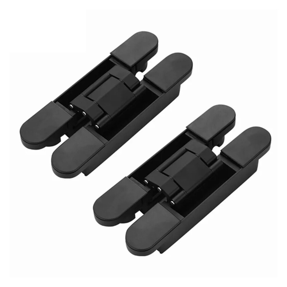 Concealed Door Hinges 2Pcs 80Kg Black Adjustable Hidden Cabinet Hinges For Wooden Doors Quiet Smooth 9351714652643