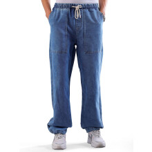 The Indian Garage Co Herre Relaxed Fit Solid Mid-Rise Denim Joggers