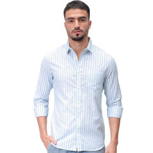 The Indian Garage Co Ανδρικό Slim Fit Ριγέ Casual Πουκάμισο (Μπλε_M)