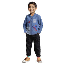 The Souled Store Spider-Man: Web Slinger Killar Långärmad Krage Knapp Framsida Blå Broderad Denim Skjorta (2-8 År)