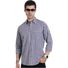 Thomas Scott Herre | 100% Bomuld | Langærmet | Slim Fit | Spread Krave | Tjekket Mønster | Casual Skjorte (Ts1476_Navy_Xl)