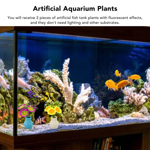 2Pcs Fluorescent Artificial Aquatic Plants - Resin 2