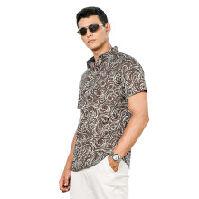 Camisa Thomas Scott Masculina | Estampada | Gola Americana | 100% Algodão | Manga Curta | Tamanhos Inclusivos Verde