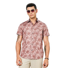 Camisa Thomas Scott Masculina | Impressão Total | Colarinho Aberto | 100% Algodão | Manga Curta | Plus Size Disponível Rosa