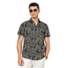 Camisa Thomas Scott Masculina | Estampada | Gola Spread | 100% Algodão | Manga Curta | Disponível em Tamanho Plus
