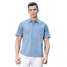 Camisa Casual de Manga Curta Thomas Scott | Algodão Premium | Slim Fit | Azul Médio