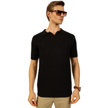 Thomas Scott Heren Regular Fit Gebreide Polo T-shirt (Tsfk016_Zwart, Xl)
