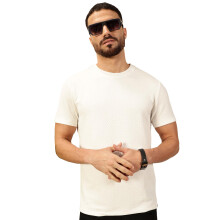 Thomas Scott Mænds Tekstureret Rund Hals T-Shirt Korte Ærmer Regular Fit (Tsst05_Hvid, M)