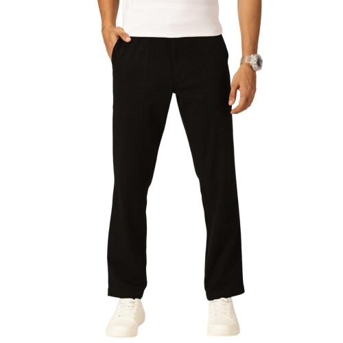 Thomas Scott Mænd Smart Regular Fit Mid-Rise Linned Chinos Bukser (Tsb032_Sort, 36)