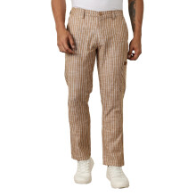 Thomas Scott Heren | Strepen | Linnen | Slim Fit | Casual Broek | Chino Pants (Tsb134_Beige_36)