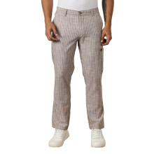 Thomas Scott Heren | Strepen | Linnen | Slim Fit | Casual Broek | Chino Pants (Tsb134_Lt.Brown_36) Lichtbruin