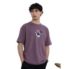 The Souled Store Kung Fu Panda: Master Mænd Og Drenge Kortærmet Rund Hals Lilla Broderet Oversized T-Shirt
