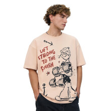 The Souled Store Popeye: Lift Strong Men And Boys Short Sleeve Beige Graphic Cotton T-Shirts