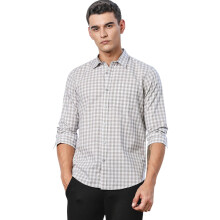 Thomas Scott Mænd | 100% Bomuld | Langærmet | Slim Fit | Spread Krave | Ternet Print | Skjorter Mænd (Ts1476_Grey_2Xl)