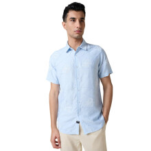 Camisa Casual Slim Fit Bordada Premium Thomas Scott Men (Ts1693_Azul_P)