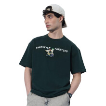 The Souled Store Phineas och Ferb: Applikationspatch T-shirt för män och pojkar i mörkgrön