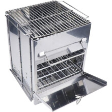 Portable Charcoal Grill Folding BBQ Grill with Handle Silver Compact Outdoor Camping Barbecue