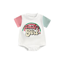 (0-3 Months, White) Romper do Chailíní Leanbh, Muinchille Gearr le Bróidnéireacht, Éadaí Samhraidh Tuar Ceatha