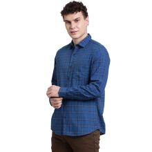 Camisa Casual Azul Slim Fit Xadrez 100% Algodão