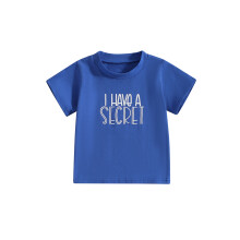 (3-4 Years, Blue) Magliette da bambino con stampa di lettere, maniche corte, girocollo, estive e casual.