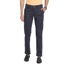 Turtle Men Katoenen Stretch Navy Blauw Effen Ultra Slim Fit Casual Broek