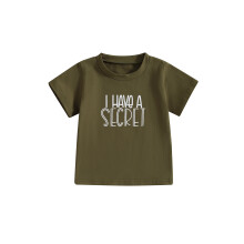 (2-3 Years, Green) Magliette da bambino con stampa di lettere, maniche corte, girocollo, estive e casual.