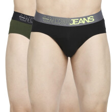Underjeans Bomullsblandning Herr Premium Oliv & Svart Brief Pack Om 2 Regular Fit Solid