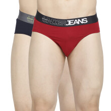 Underjeans Katoenmix Heren Premium Maroon & Marineblauwe Briefset van 2 Regular Fit