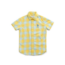 Camisa Casual de Algodão Branca xadrez U.S. Polo Assn. Meninos (Uksht1226_ Branca_4-5 Anos)