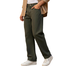 Urbano Fashion Herre Khaki Loose Baggy Fit Vaskede Jeans Non-Stretchable (Jeanloose-02-Khaki-40)