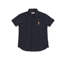 U.S. Polo Assn. Barn Kille Svart Rutigt Huva Långärmad Casual Bomull Skjorta (Uksht1260_Black_4-5 År)